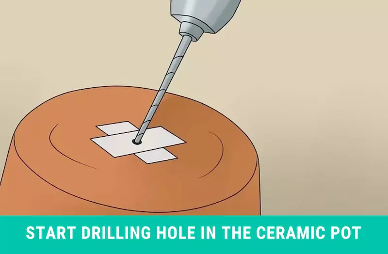 Start Drilling Hole in the Ceramic Pot