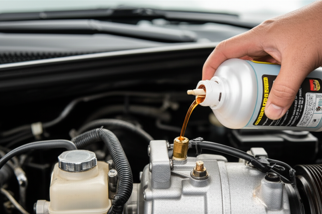 Generate a high-quality, relevant image prompt for an article about: Essential AC Compressor Oil: Ho