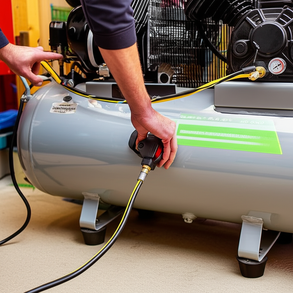 Generate a high-quality, relevant image prompt for an article about: Proven Way to Turn On Air Compr