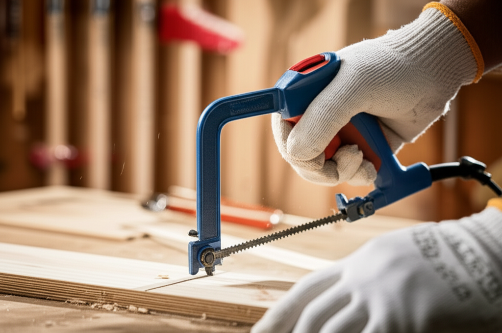 Generate a high-quality, relevant image prompt for an article about: Remove Coping Saw Blade: Effort