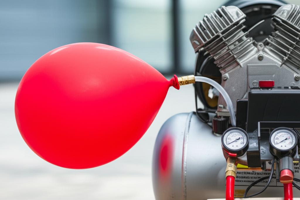 Generate a high-quality, relevant image prompt for an article about: Can Air Compressor Blow Up Ball