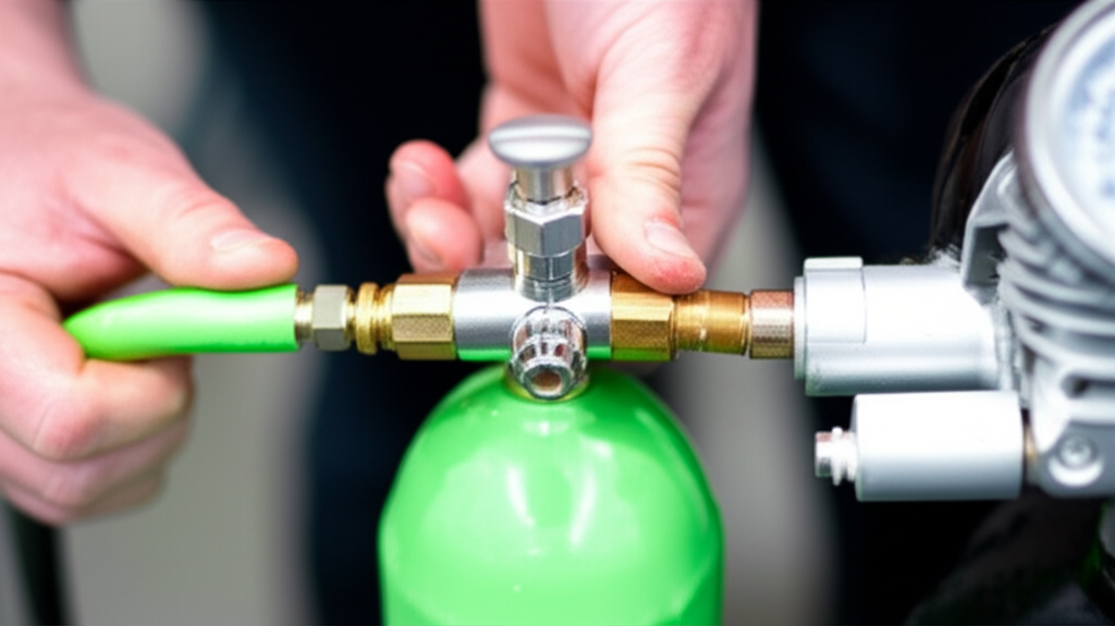 Generate a high-quality, relevant image prompt for an article about: Can Air Compressor Fill Paintba