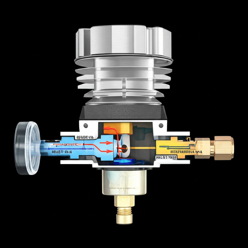 Generate a high-quality, relevant image prompt for an article about: How Air Compressor Regulator Wo