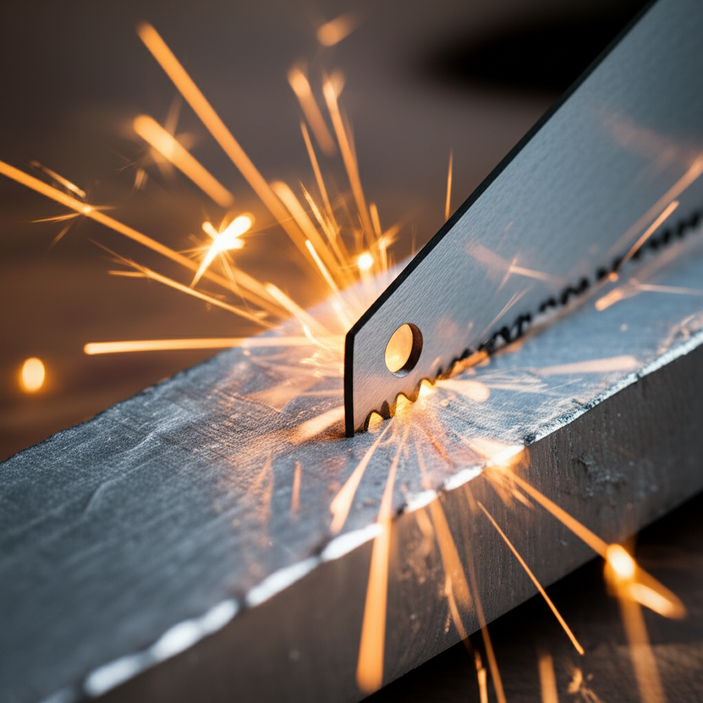 Generate a high-quality, relevant image prompt for an article about: Hacksaw Blade For Hardened Stee