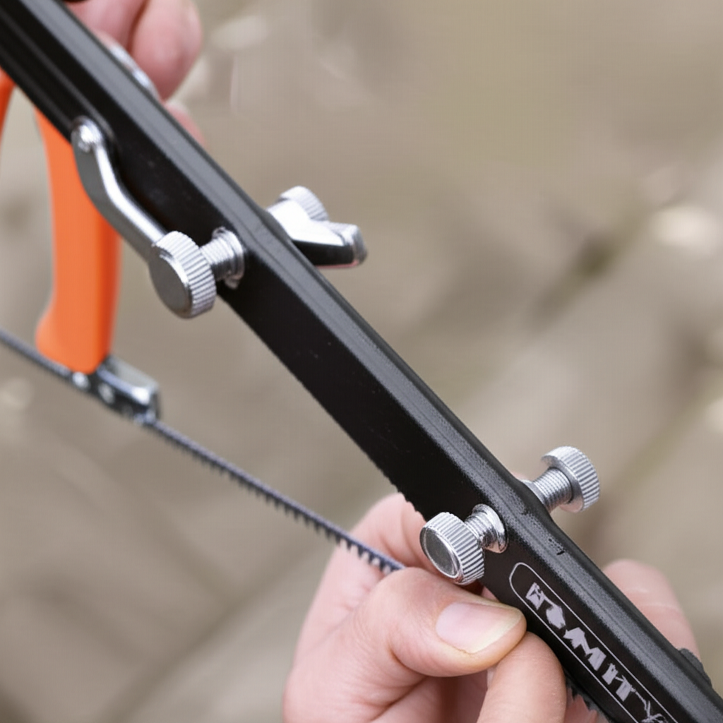 Generate a high-quality, relevant image prompt for an article about: How Tight to Tighten a Hacksaw