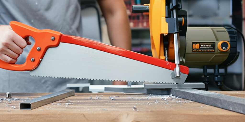 Generate a high-quality, relevant image prompt for an article about: Hacksaw vs. Power Hacksaw: Prov