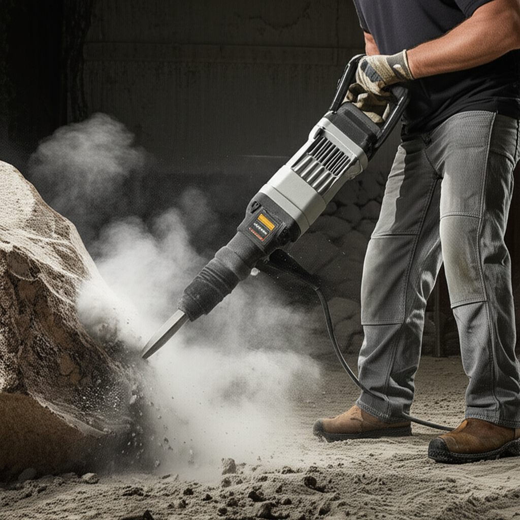 Generate a high-quality, relevant image prompt for an article about: How to Use a Jackhammer on Rock