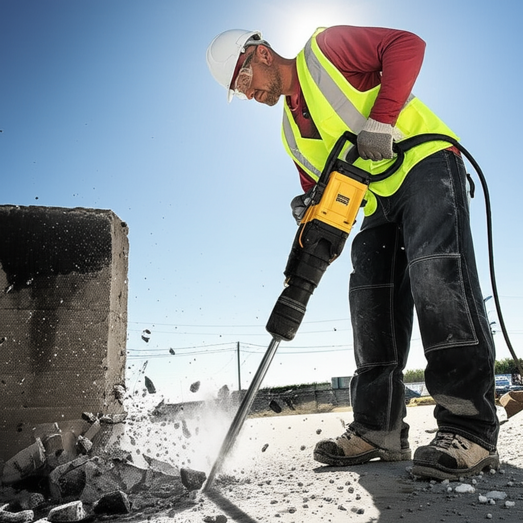 Generate a high-quality, relevant image prompt for an article about: How to Use a Jackhammer: Proven