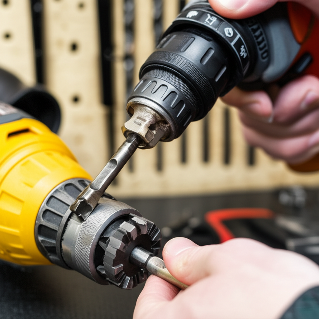 Generate a high-quality, relevant image prompt for an article about: How to Attach Hole Saw to Drill